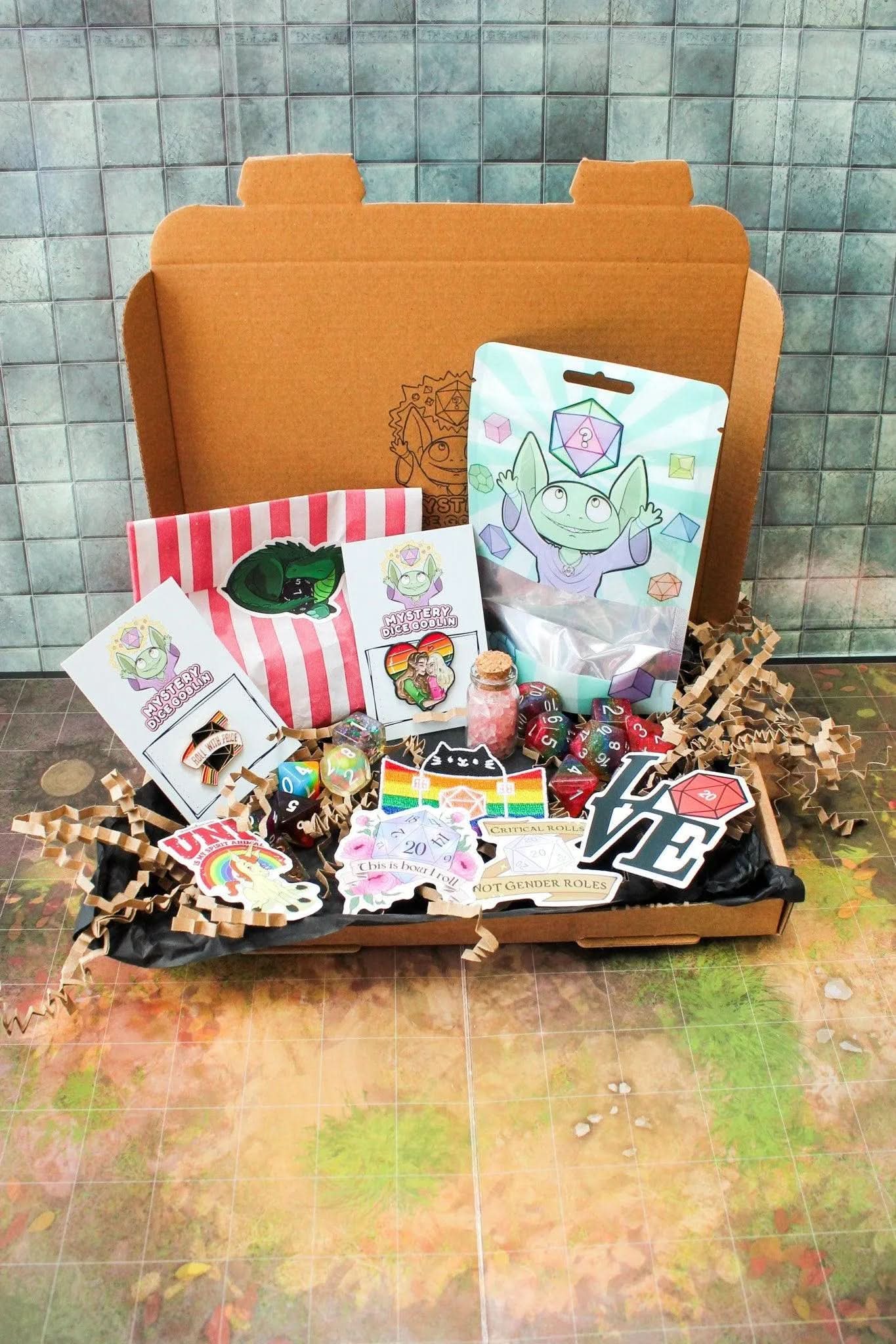 TTRPG  Roll with Pride Dice Gift Box | Pride Pack | LGBTQIA+ | Rainbow Dice | Trans Dice | Non-Binary Dice | A-sexual Dice | Lesbian | Bisexual - MysteryDiceGoblins