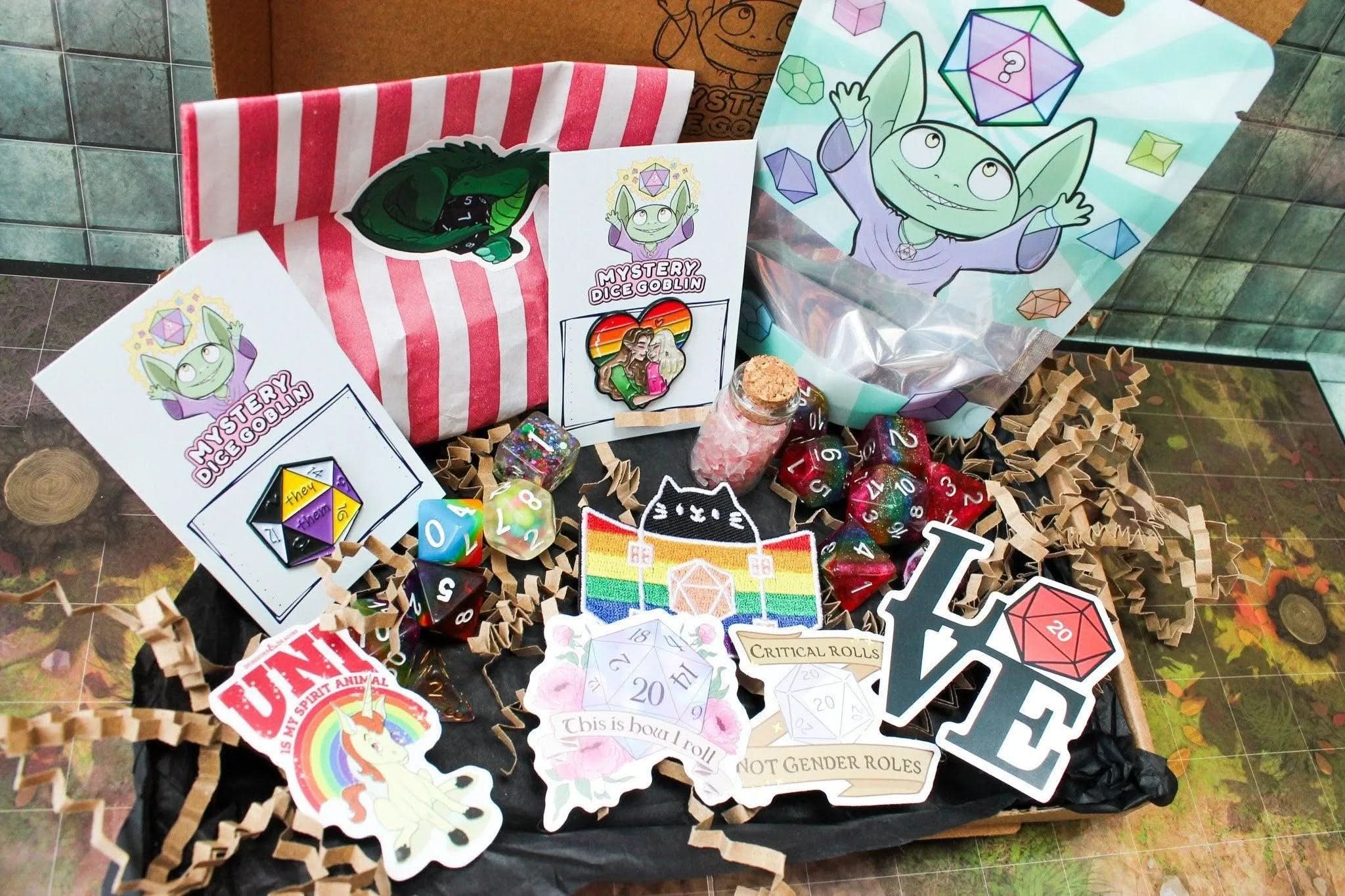 TTRPG  Roll with Pride Dice Gift Box | Pride Pack | LGBTQIA+ | Rainbow Dice | Trans Dice | Non-Binary Dice | A-sexual Dice | Lesbian | Bisexual - MysteryDiceGoblins