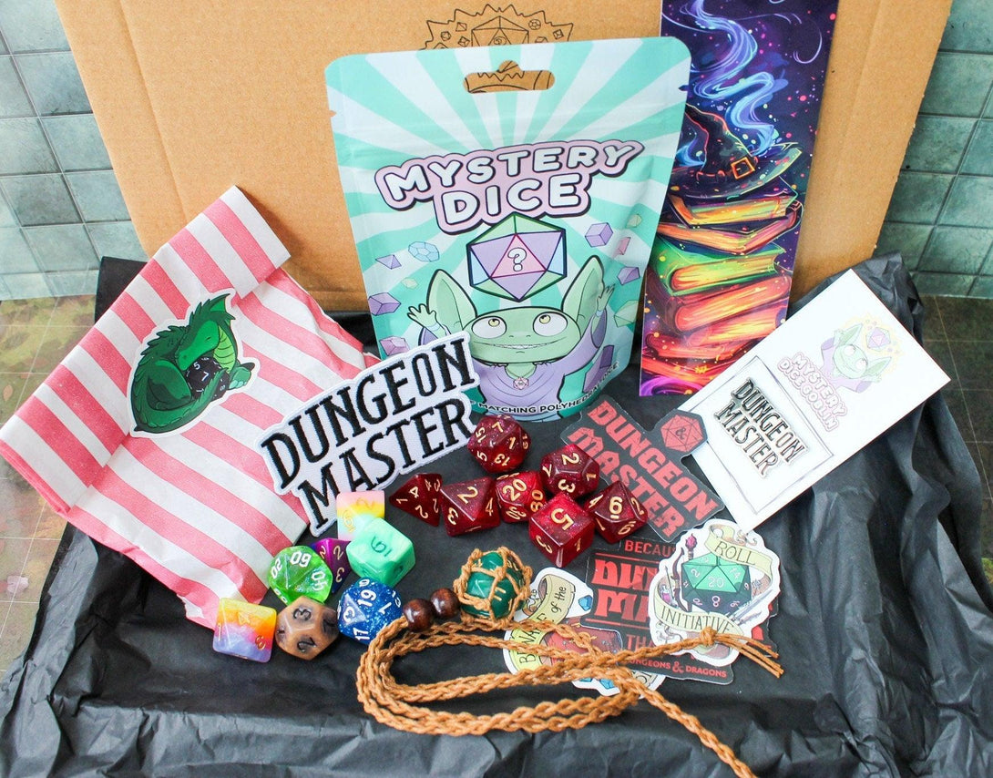 Dungeon Master Gift Box | DnD Gifts | Dice Sets | Mystery Dice | DM Gift | DnD Dice Sets | Dungeons and Dragons | Nerd Gifts | D20 - MysteryDiceGoblins