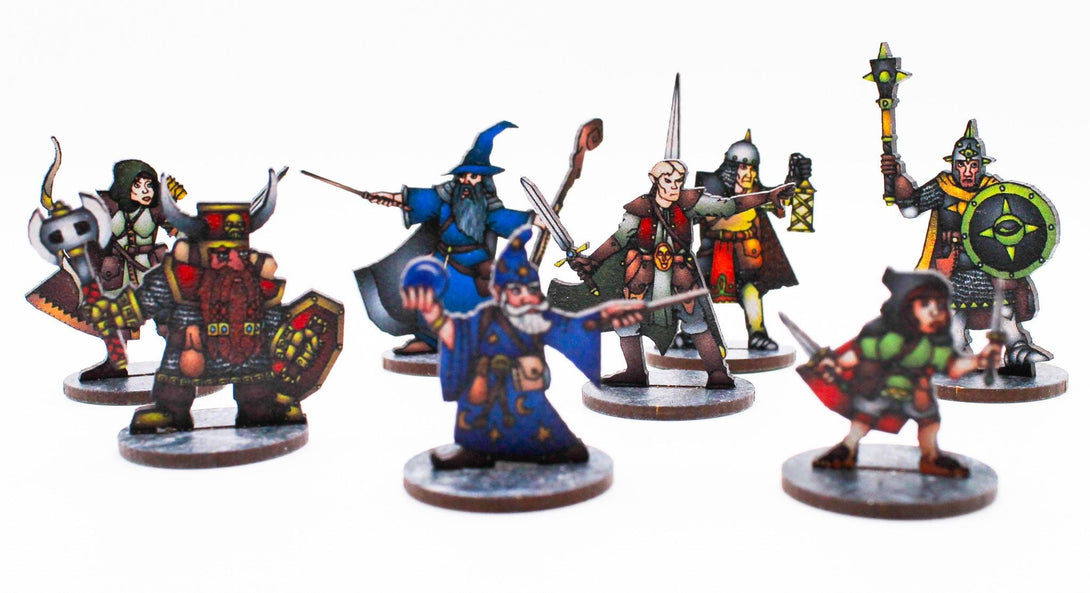 Adventure Party Miniature Starter kit | Tabletop RPG | Dungeons and Dragons | Pathfinder | lasercut | 2D | DnD Mini - MysteryDiceGoblins