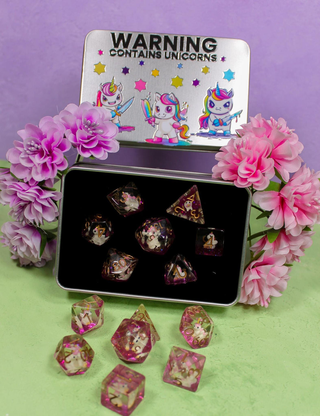 Unicorn DnD Dice | Unicorn Dice | Cute Dice | DnD Gifts | DM Gifts | Unicorns | Inclusion Dice | Dice for Dungeons and Dragons - MysteryDiceGoblins