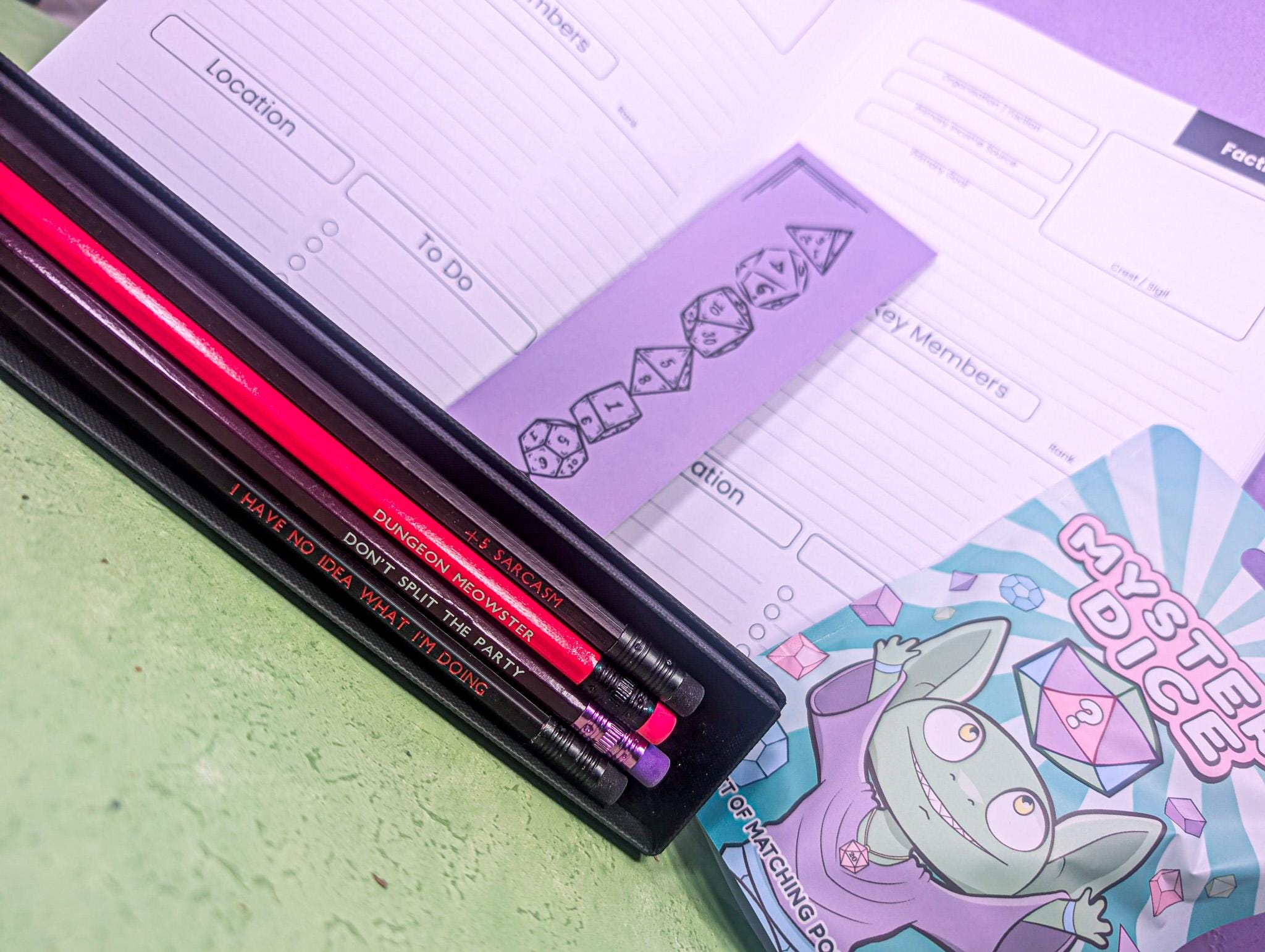 TTRPG  Pencils | Dungeon Meowster | TTRPG  Meme pencils | TTRPG  Gifts | TTRPG  Notebook | RPG | TTRPG | Tabletop gifts | TTRPG  Novelty Pencils - MysteryDiceGoblins