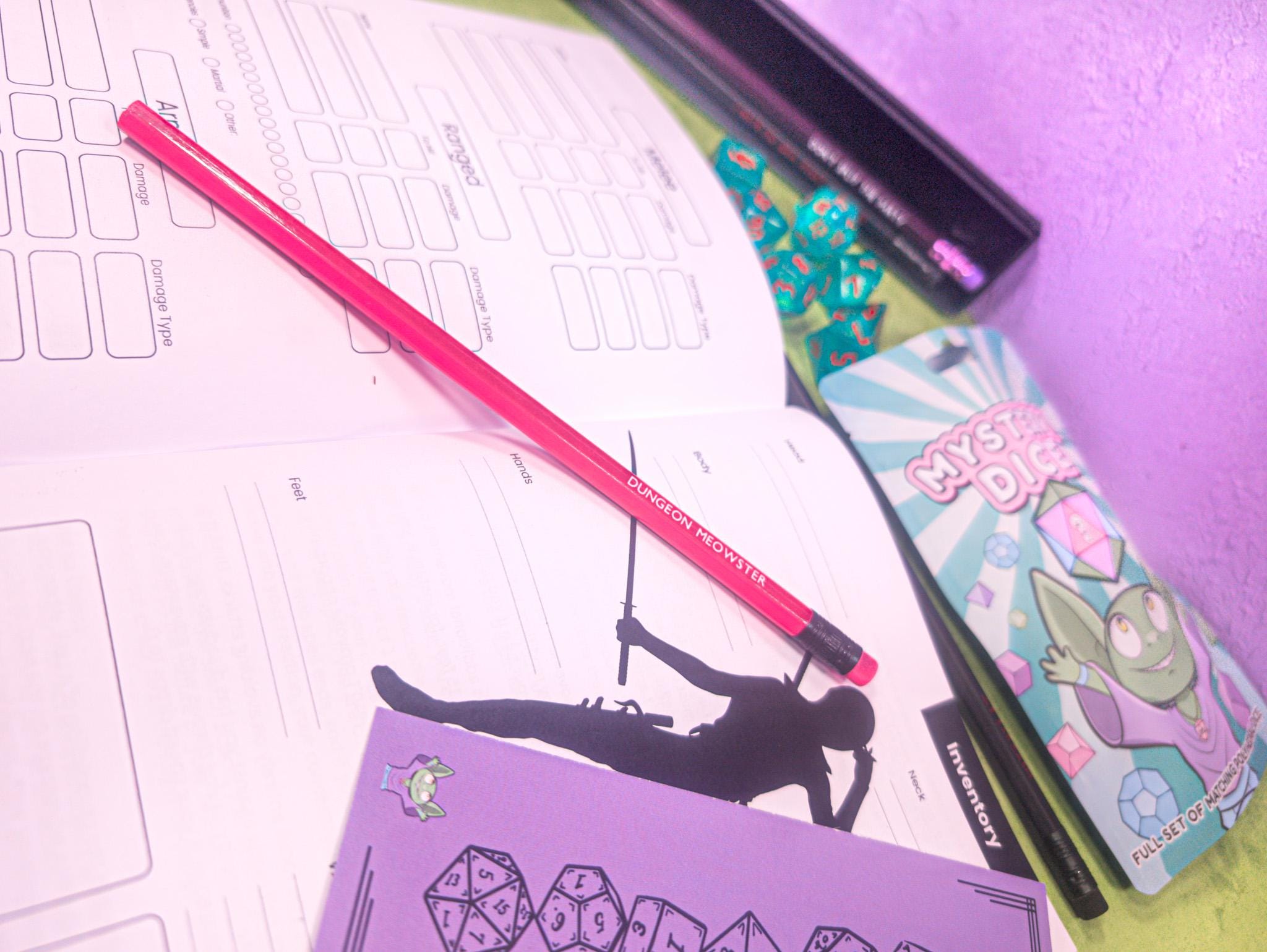 TTRPG  Pencils | Dungeon Meowster | TTRPG  Meme pencils | TTRPG  Gifts | TTRPG  Notebook | RPG | TTRPG | Tabletop gifts | TTRPG  Novelty Pencils - MysteryDiceGoblins