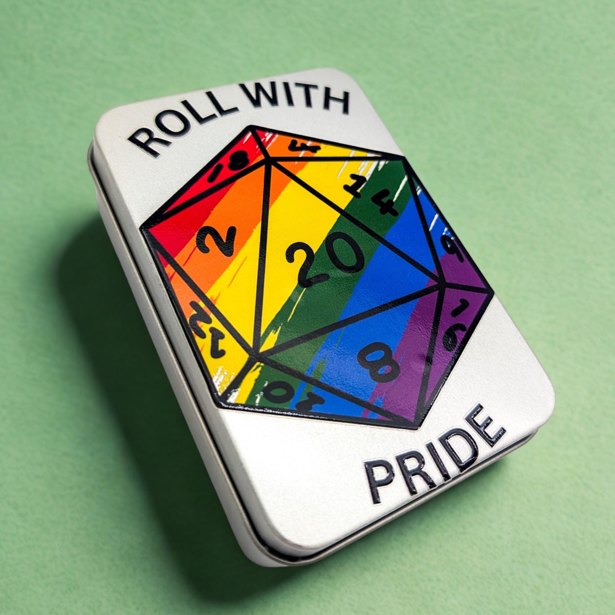 Roll With Pride Dice Tin | Pride Flag Dice |LGBTQ Dice | Trans Dice | Rainbow Dice | Asexual Dice | Bisexual Dice | Nonbinary Dice |TTRPG  Dice - MysteryDiceGoblins