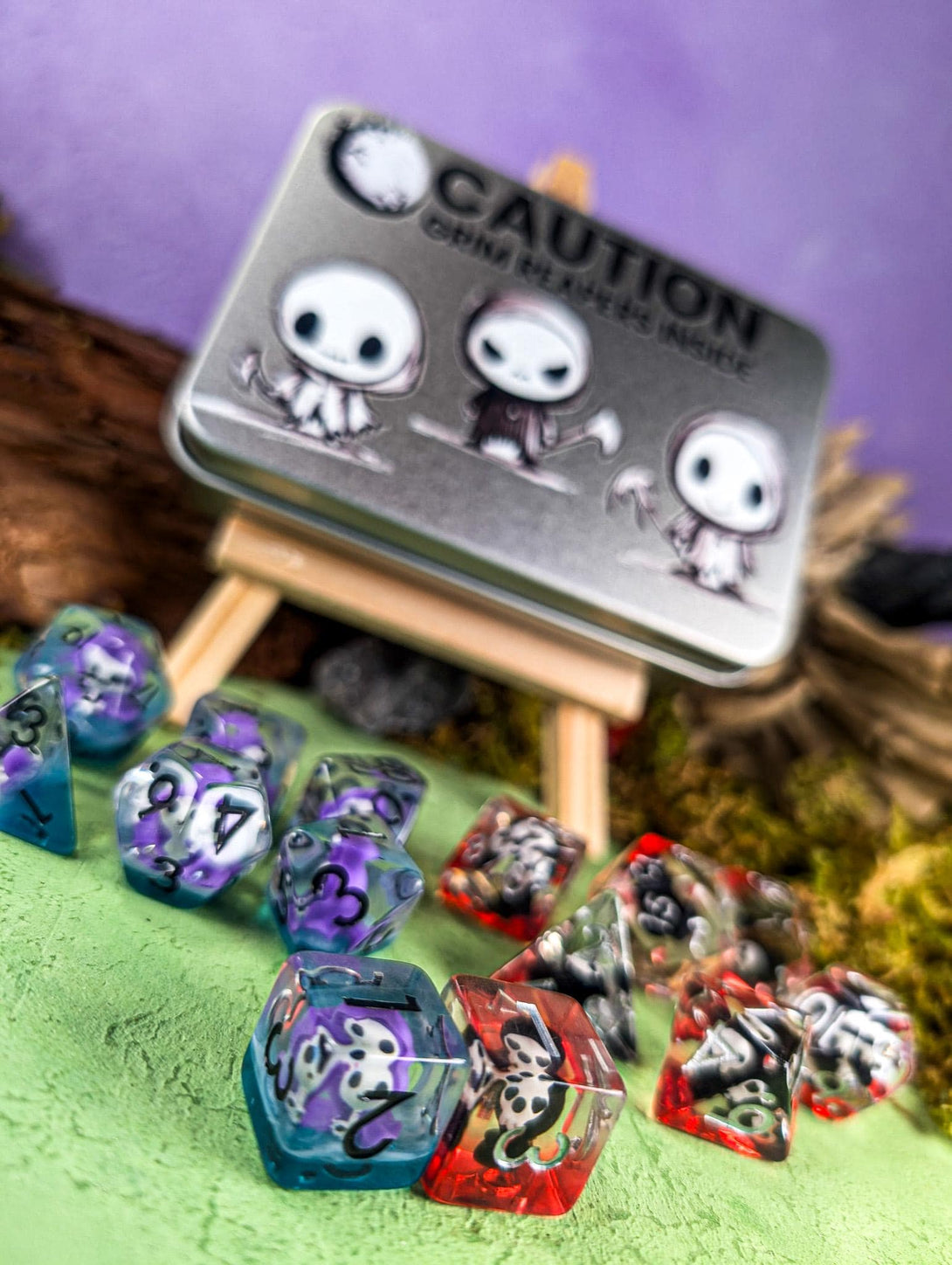 Grim Reaper Dice | Dice Tin | Dice Storage | Reaper DnD Dice for Dungeons and Dragons | RPG Dice | Inclusion Dice | DnD Gift Tiin - MysteryDiceGoblins