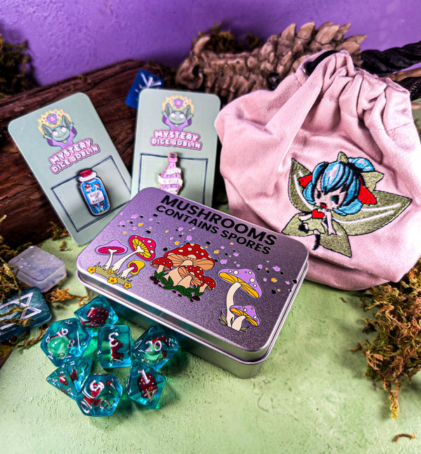Mushromancer Pack | Mushroom Dice | Cute Dice | DnD Gifts | DM Gifts | Inclusion Dice | Dice for Dungeons and Dragons - MysteryDiceGoblins