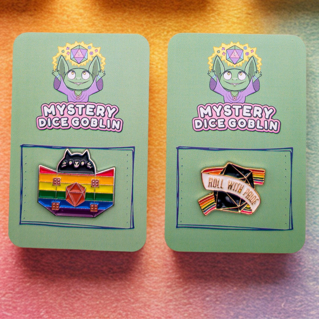 Roll With Pride Dice Tin | Pride Flag Dice |LGBTQ Dice | Trans Dice | Rainbow Dice | Asexual Dice | Bisexual Dice | Nonbinary Dice |DnD Dice - MysteryDiceGoblins