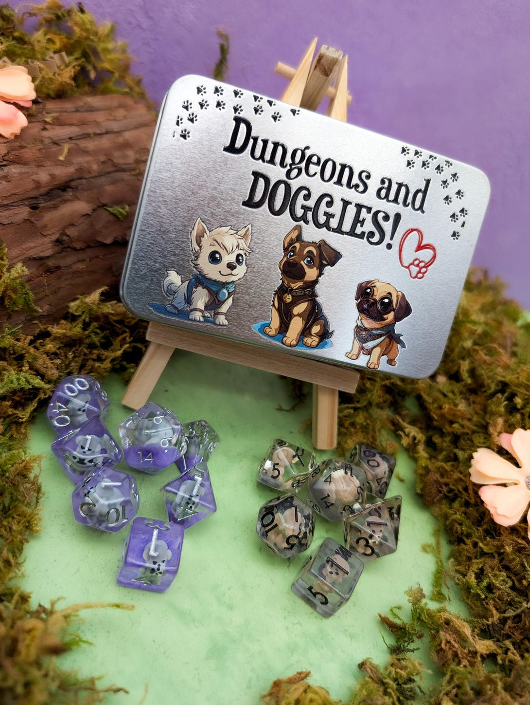 Dungeons and Doggies | Puppy Dice | Dice Storage | Dice for DnD Dungeons and Dragons | RPG Dice | Cute Dice | Inclusion Dice | Dice Gift Tin - MysteryDiceGoblins
