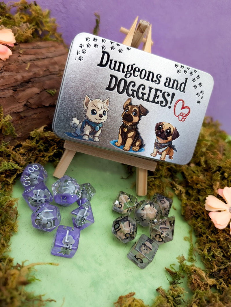 Dungeons and Doggies Dice Tin