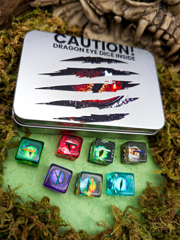 Dragon Dice Tin | Dragon Eye Dice | Dice Storage | Dice for TTRPG     | RPG Dice | Inclusion Dice | Dice Gift Tin - MysteryDiceGoblins