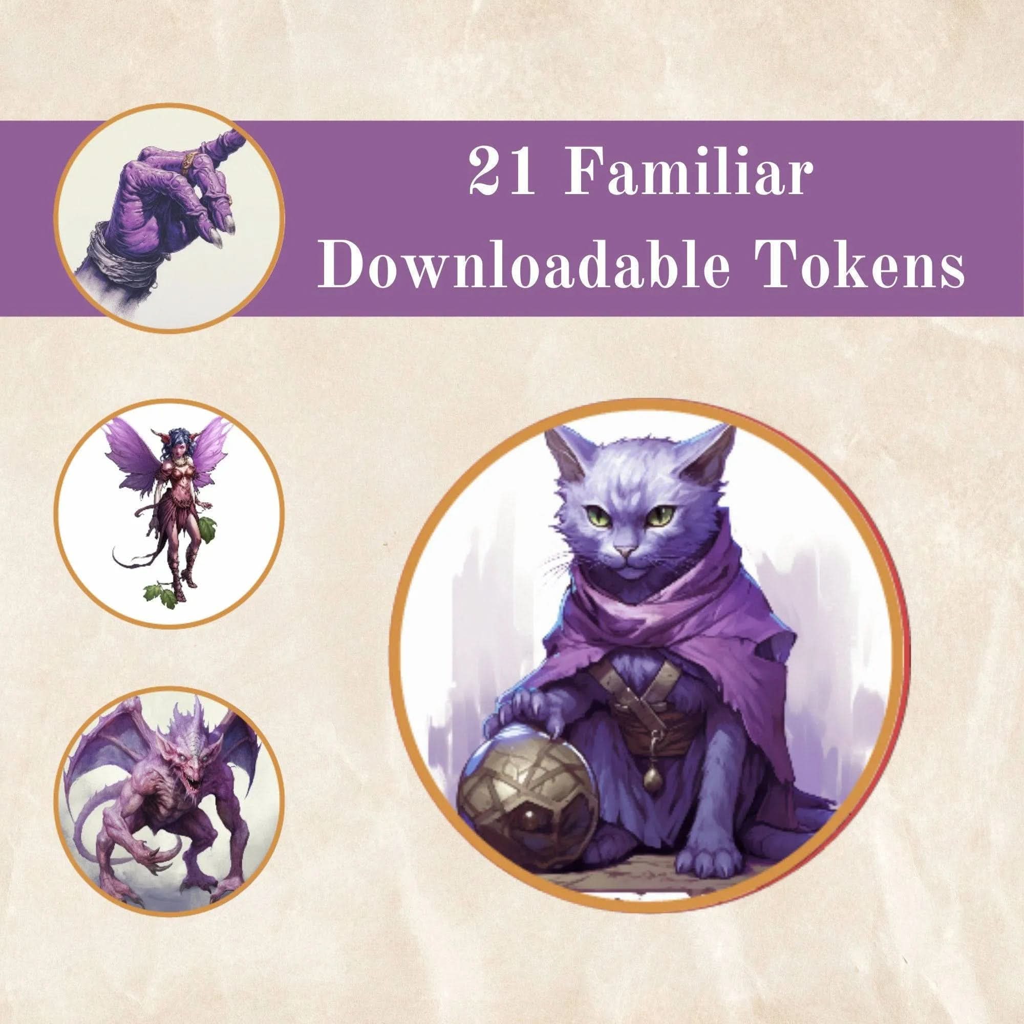 21 DnD Familiar Tokens - Downloadable - Mystery Dice Goblin
