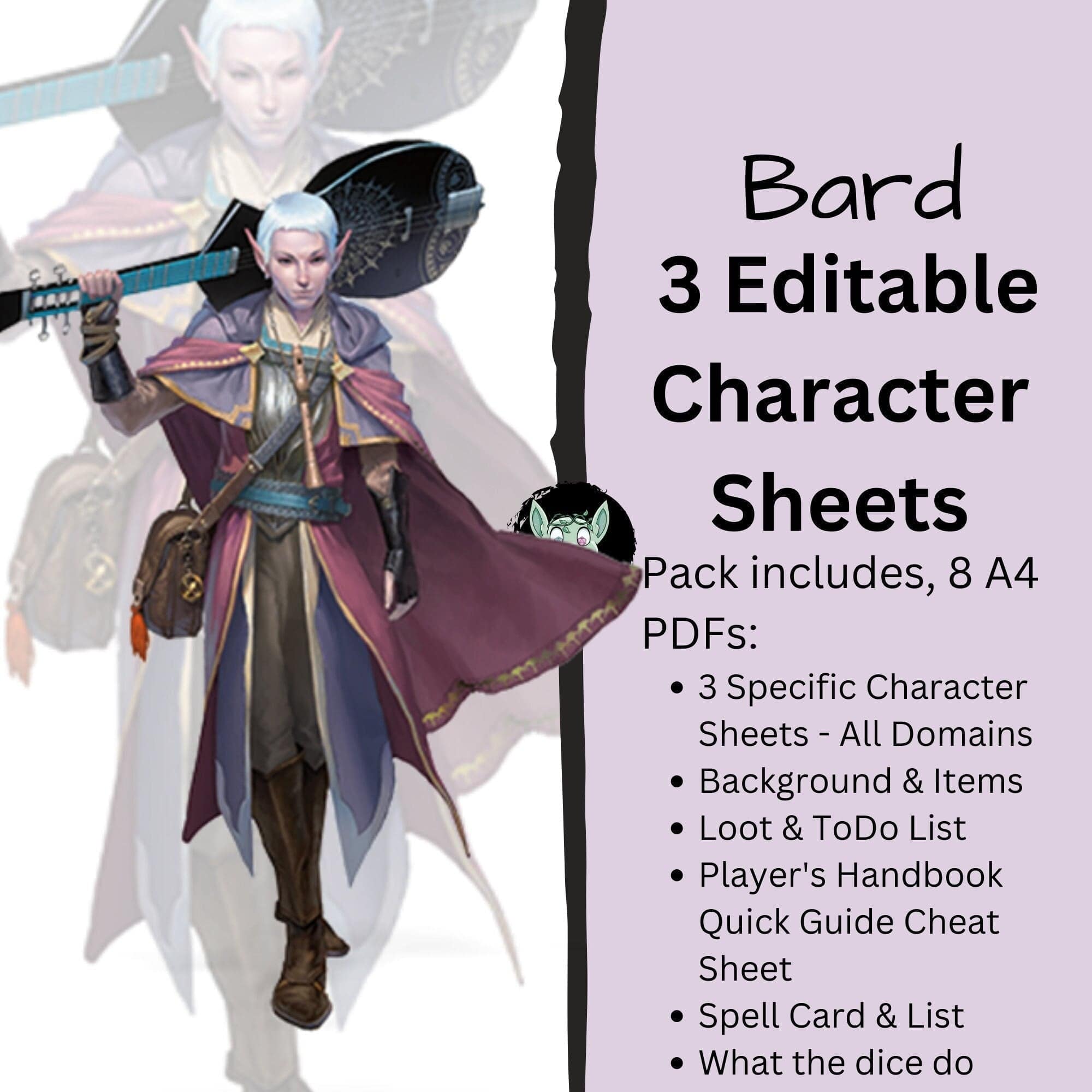 Bard DnD Character Sheet 5e 