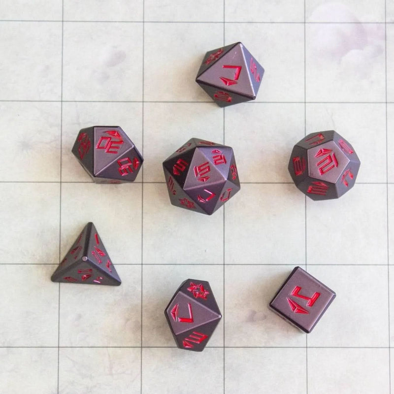 Metal Black and Red Dice Set