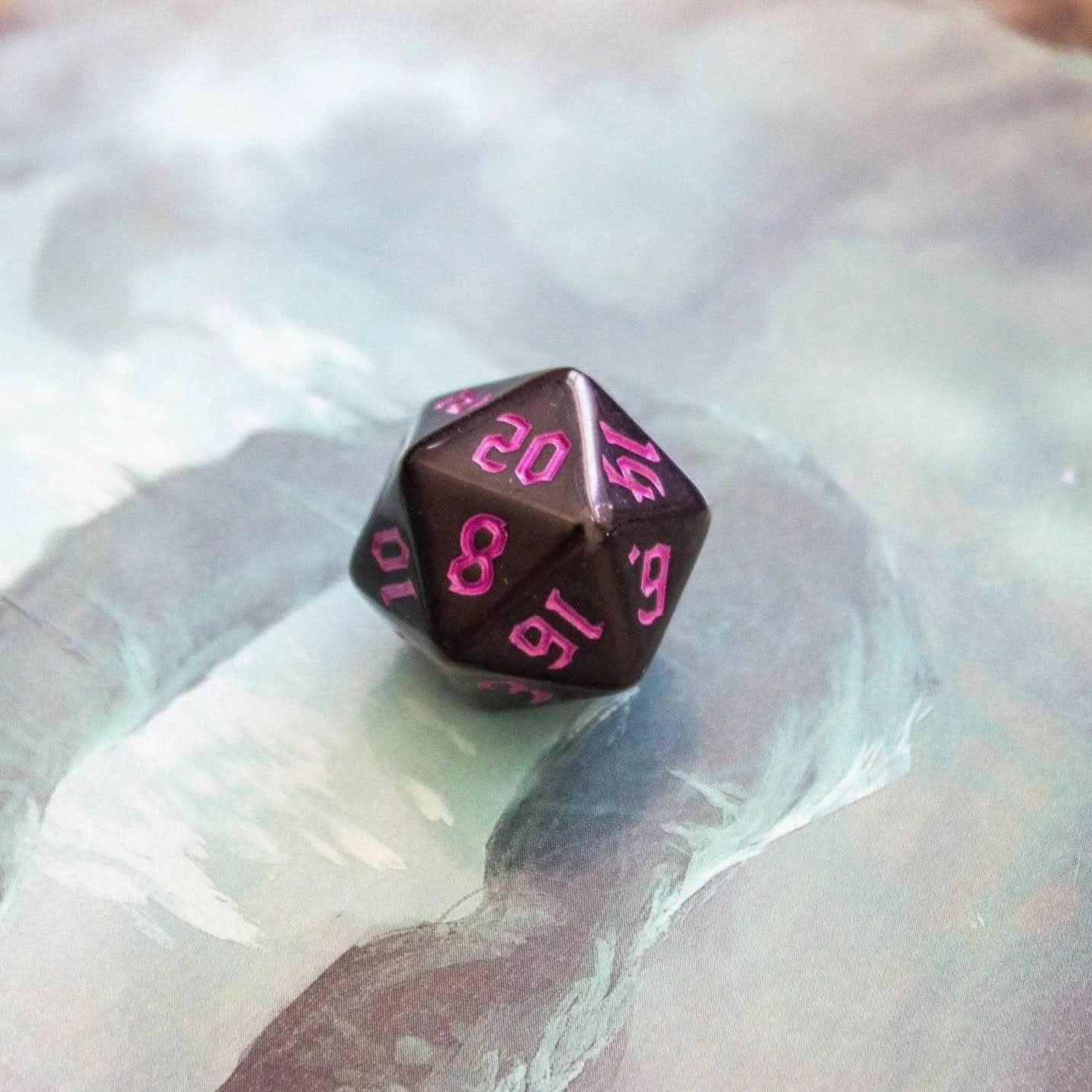 Black Witch Dice With Pink Scratching Dice Set - Mystery Dice Goblin