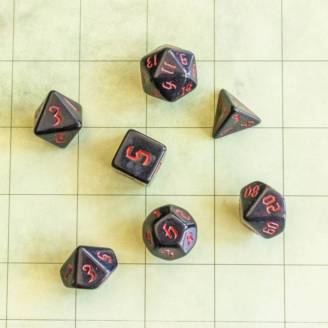 DnD dice red and black- Mystery Dice Goblin