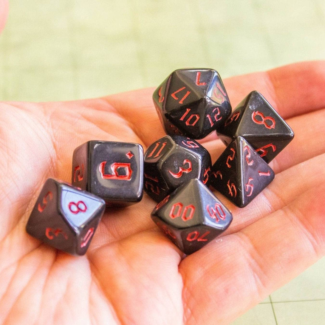 Black Witch Dice with Red Scratching Dice Set - Mystery Dice Goblin