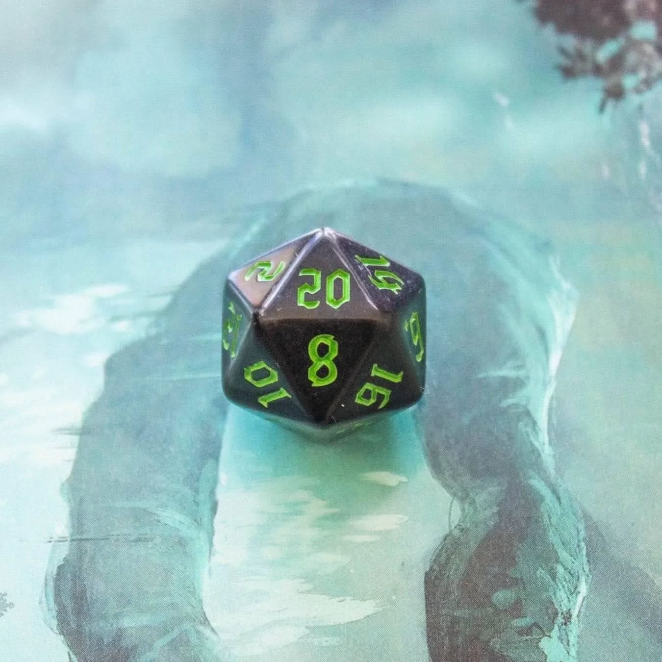 Black Witch With Green Scratching Dice Set - Mystery Dice Goblin