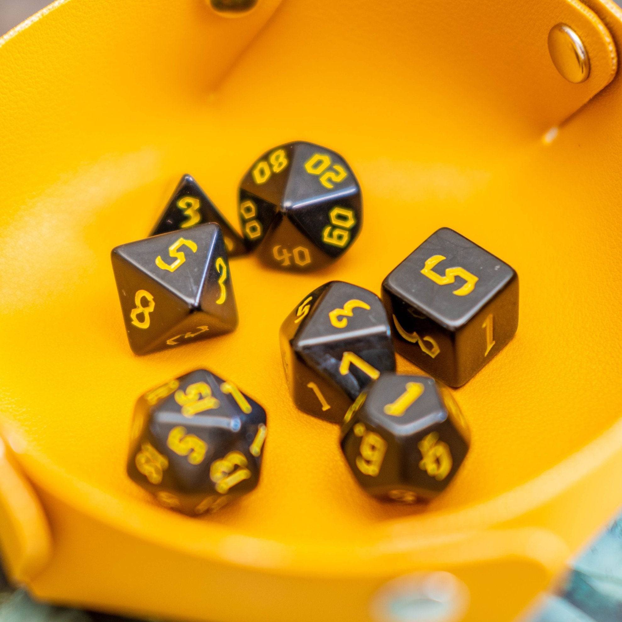 Black Witch With Yellow Scratching Dice Set - Mystery Dice Goblin