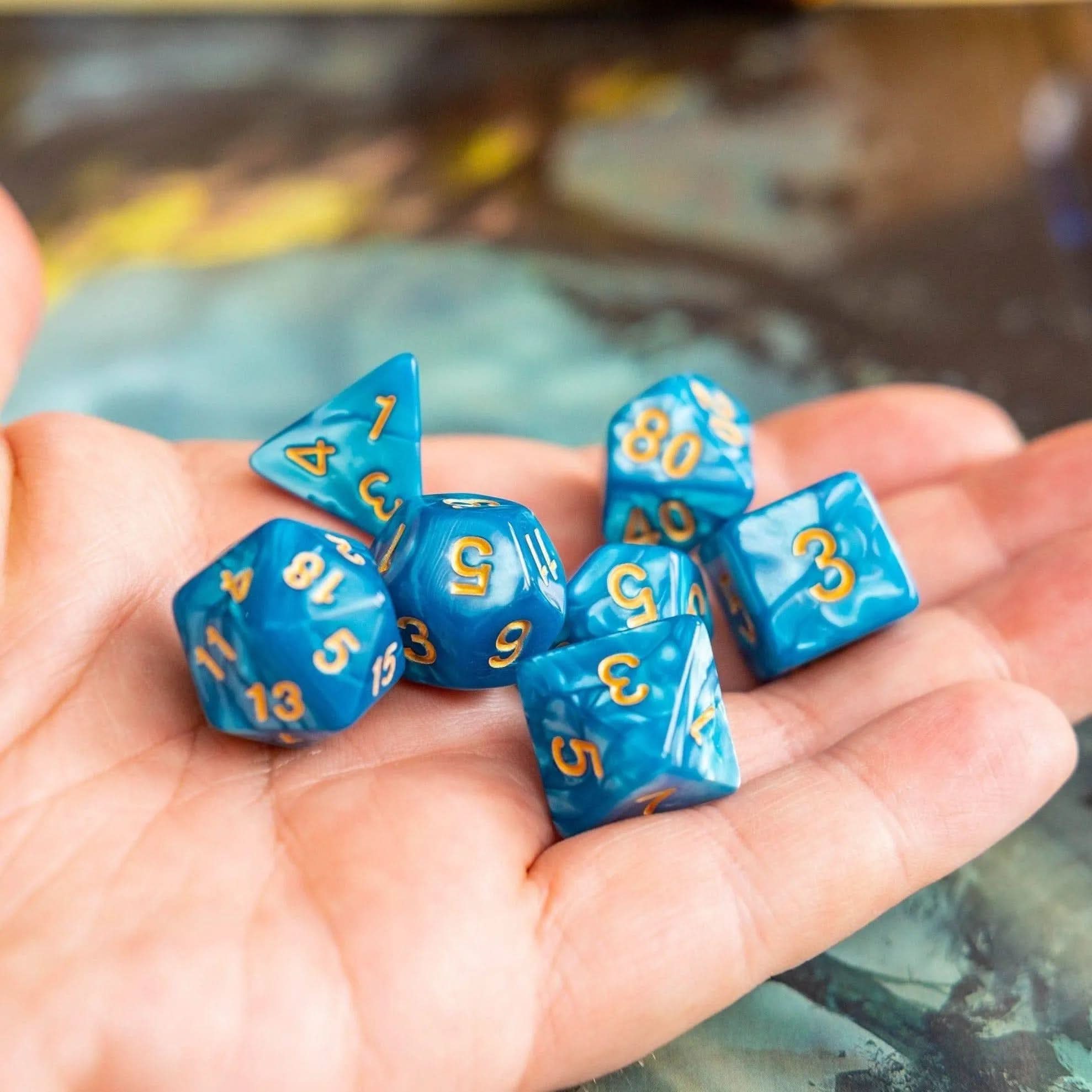 Blue Spirit TTRPG  Dice Set - Mystery Dice Goblin