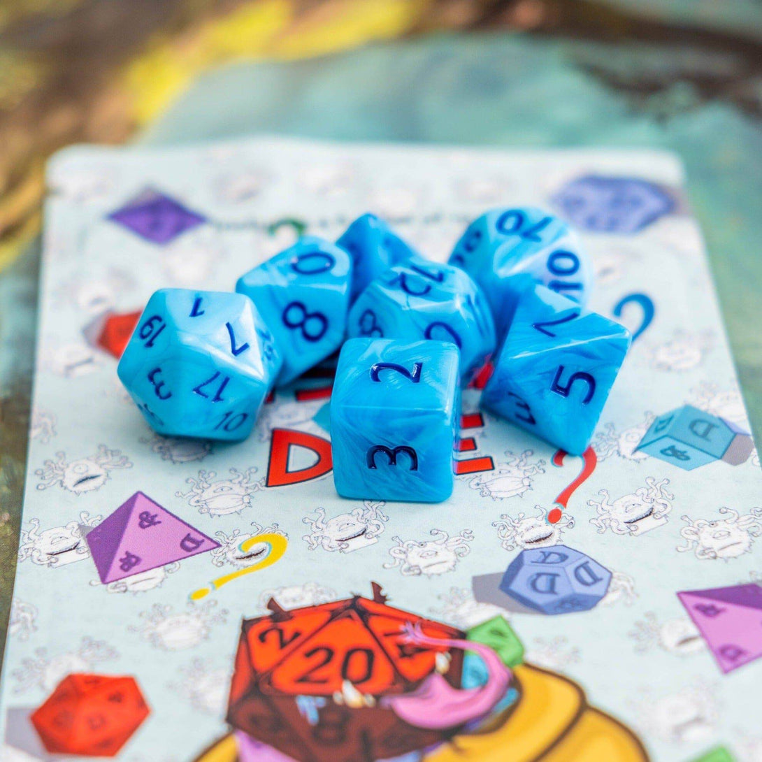 Blue Swirl DnD Dice Set - Mystery Dice Goblin