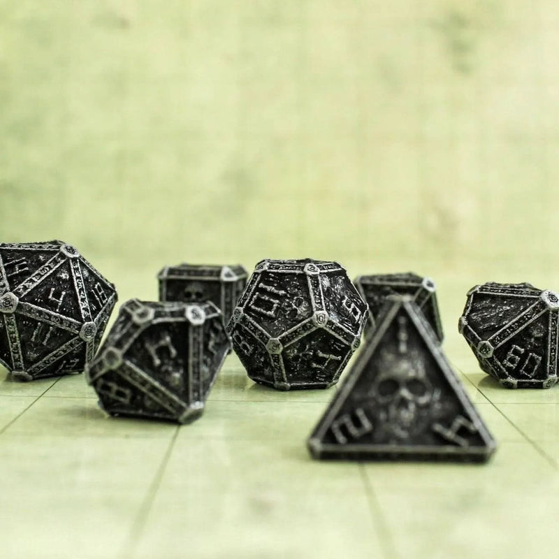 Chunky Black Crypt Metal Dice Set