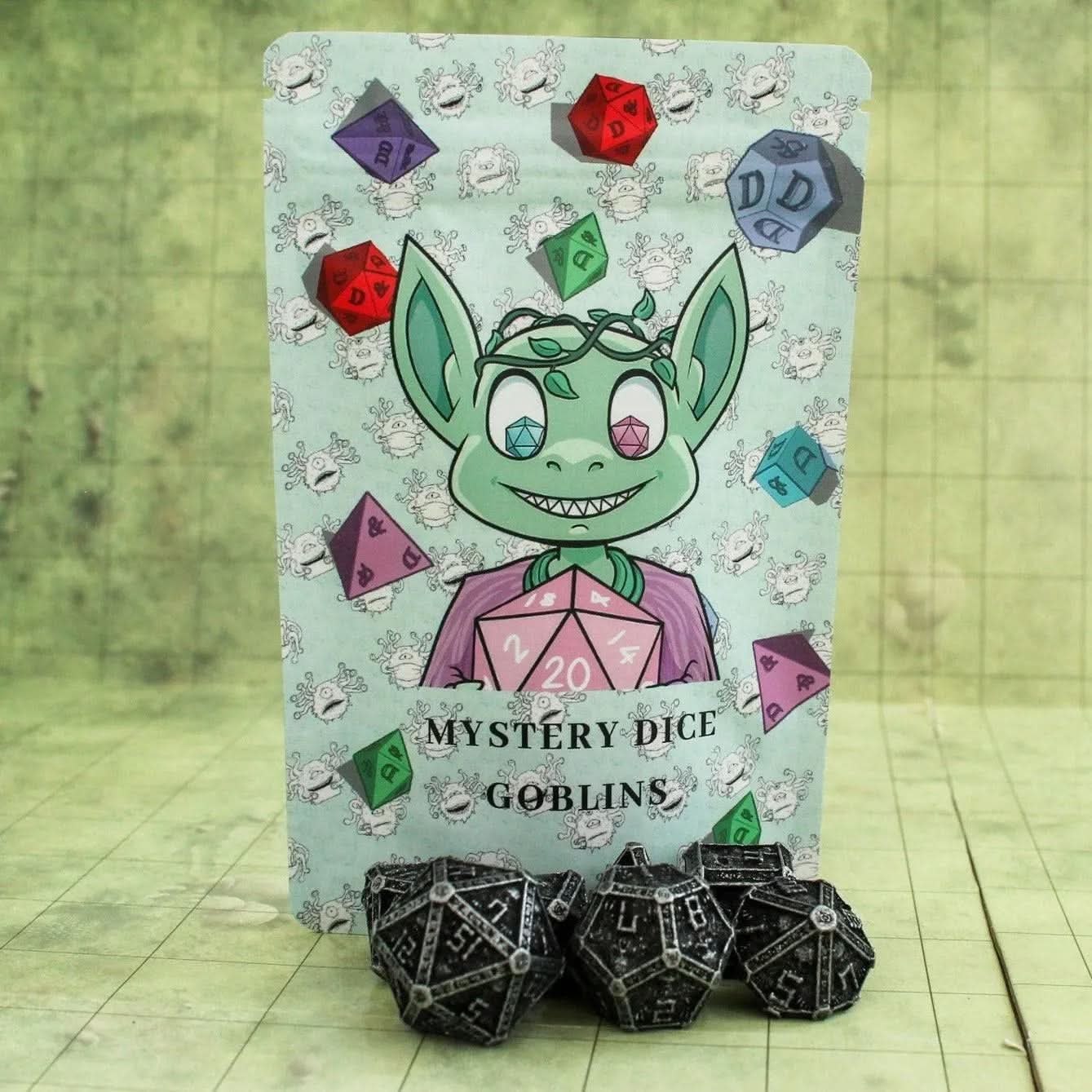 Chunky Black Crypt Metal Dice Set - Mystery Dice Goblin