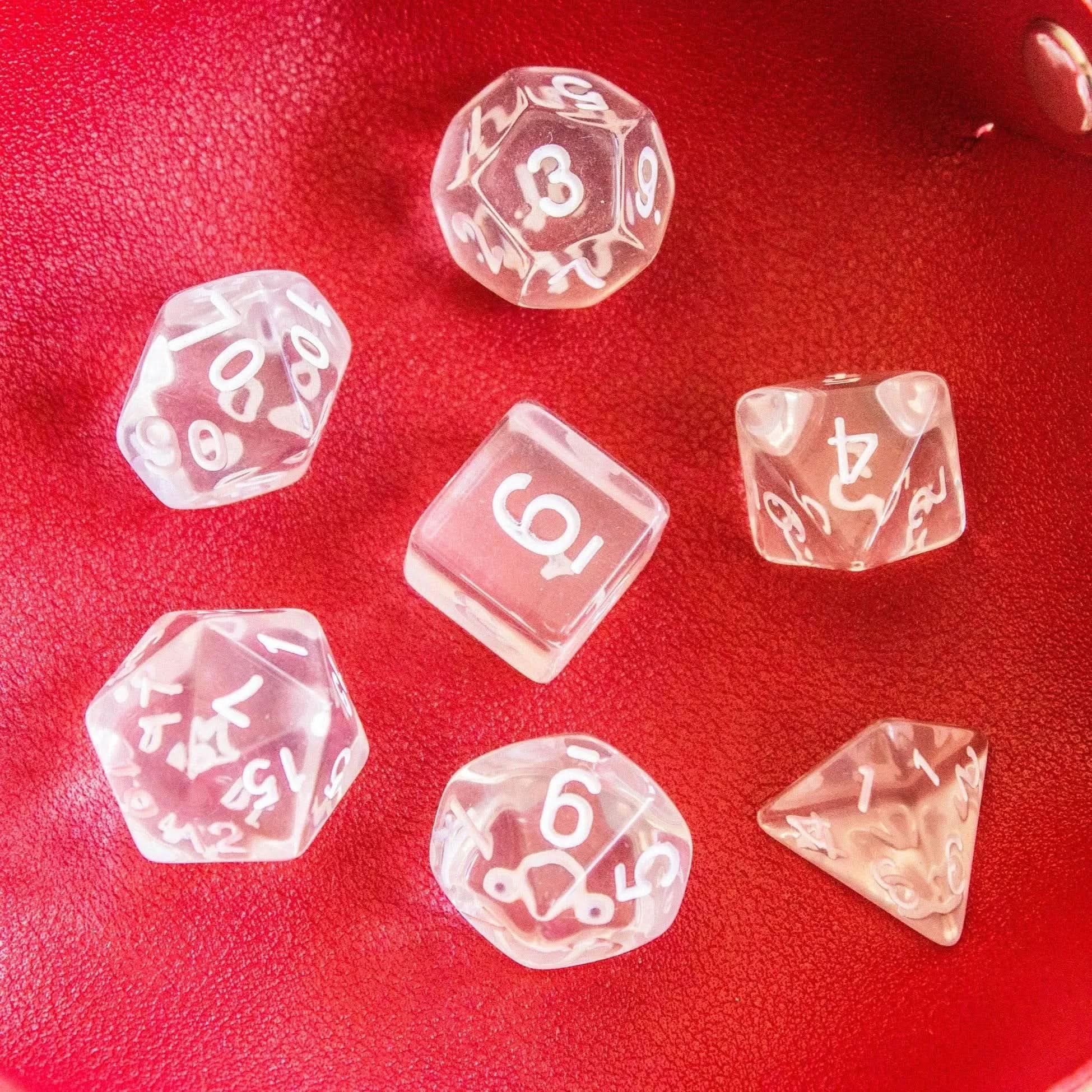 Clear Quartz TTRPG  Dice - Mystery Dice Goblin