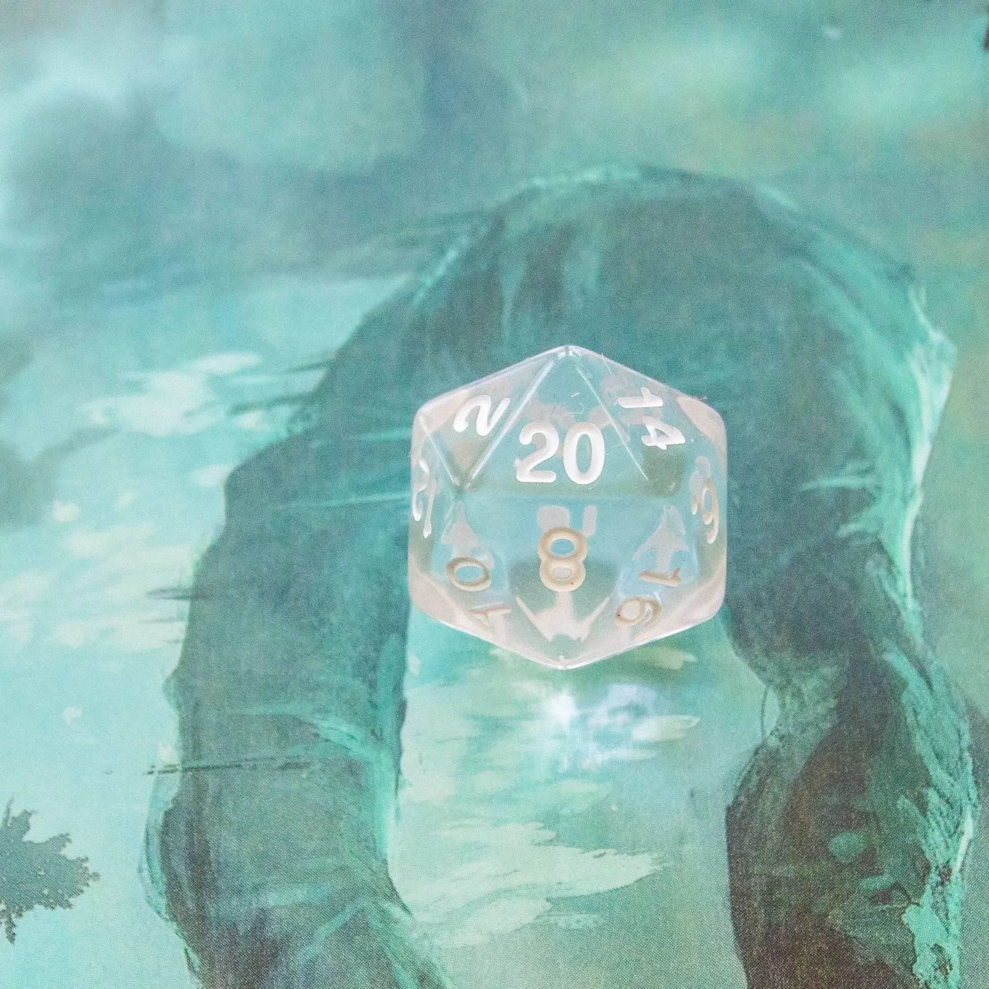 Clear Quartz TTRPG  Dice - Mystery Dice Goblin