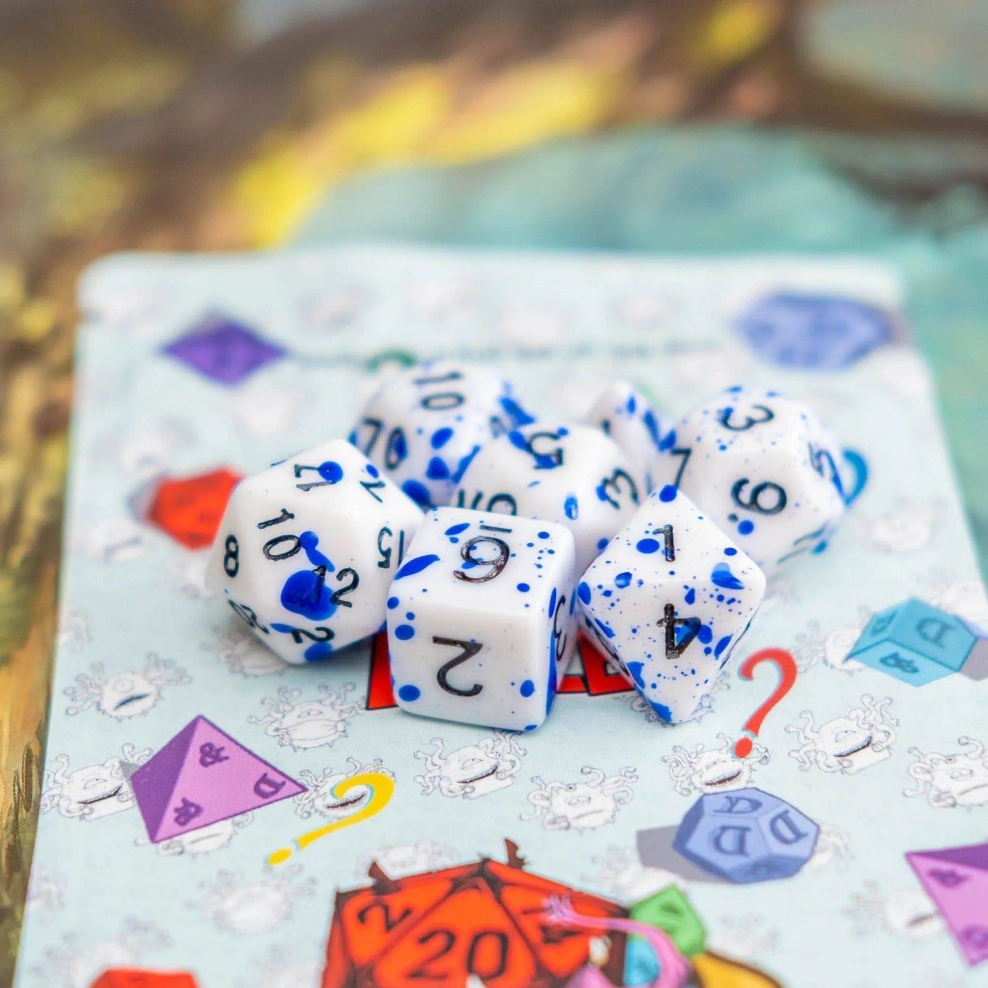 Blue Splatter Dice Set