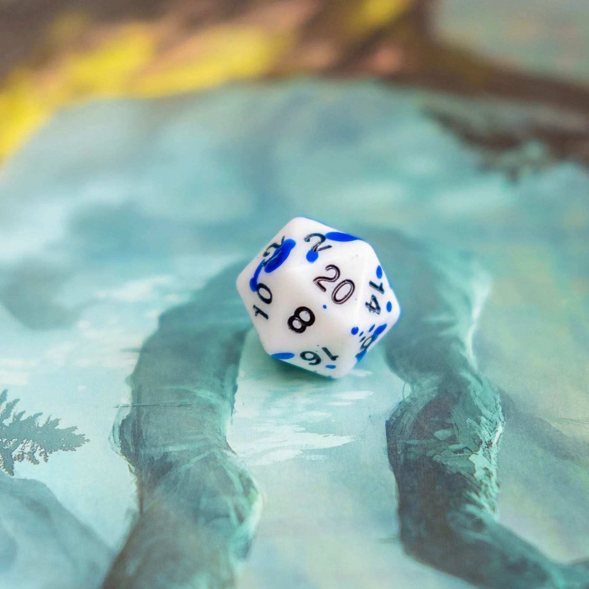 Blue Splatter Dice Set