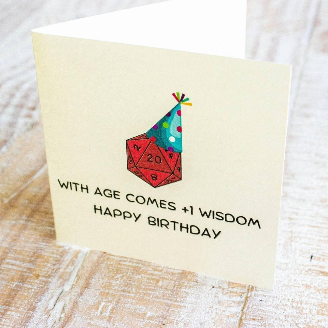 DnD Birthday Card +1 Wisdom - Mystery Dice Goblin