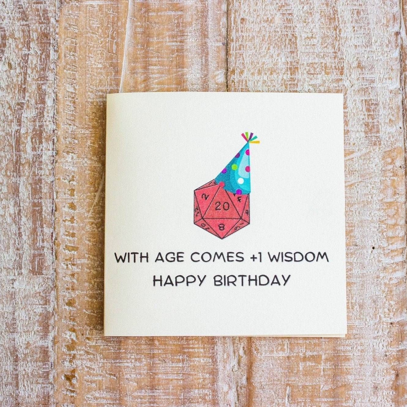 DnD Birthday Card +1 Wisdom - Mystery Dice Goblin