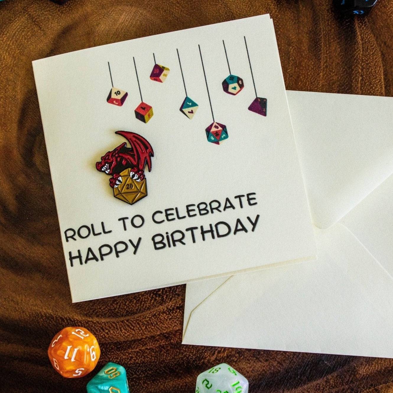 DnD Birthday Card Roll to Celebrate - Mystery Dice Goblin
