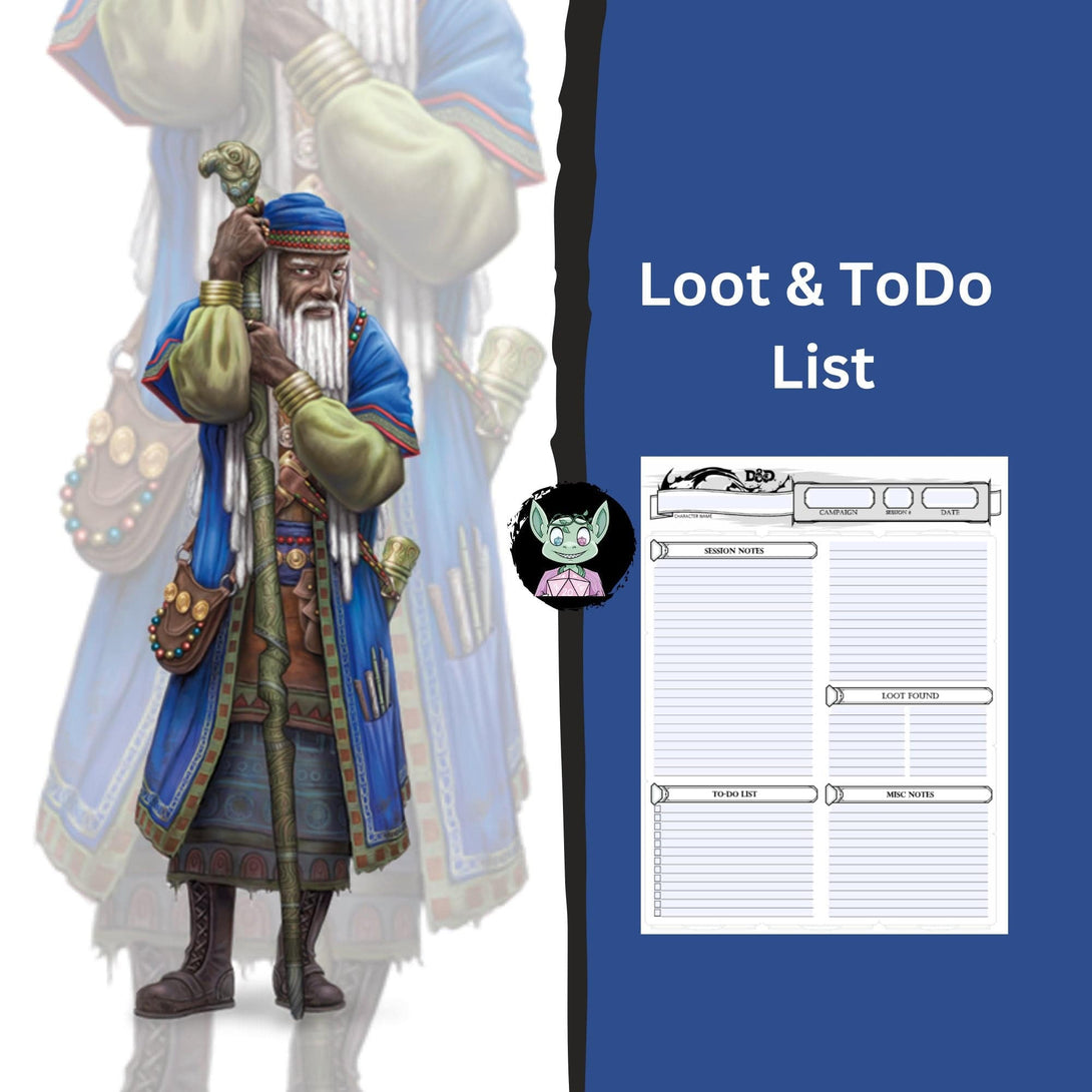 DnD Character Sheet - Wizard - Mystery Dice Goblin