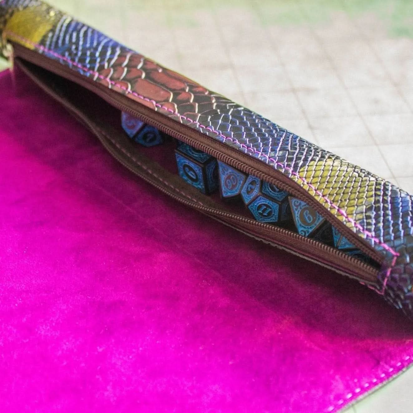 PU Leather Scroll Dice Tray/Bag