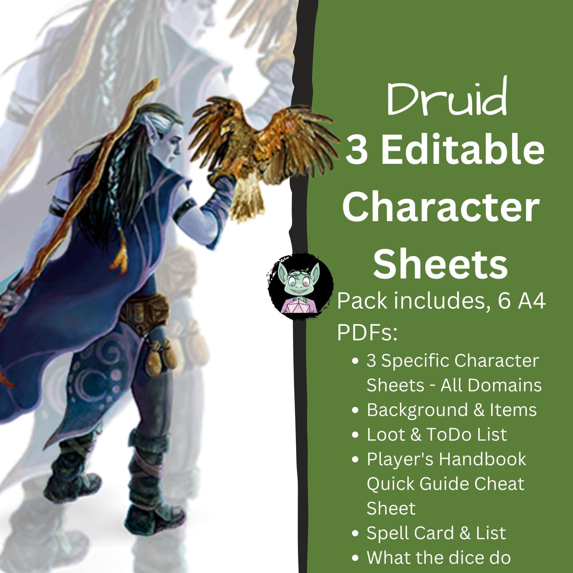 DnD Druid Character Sheet - Mystery Dice Goblin