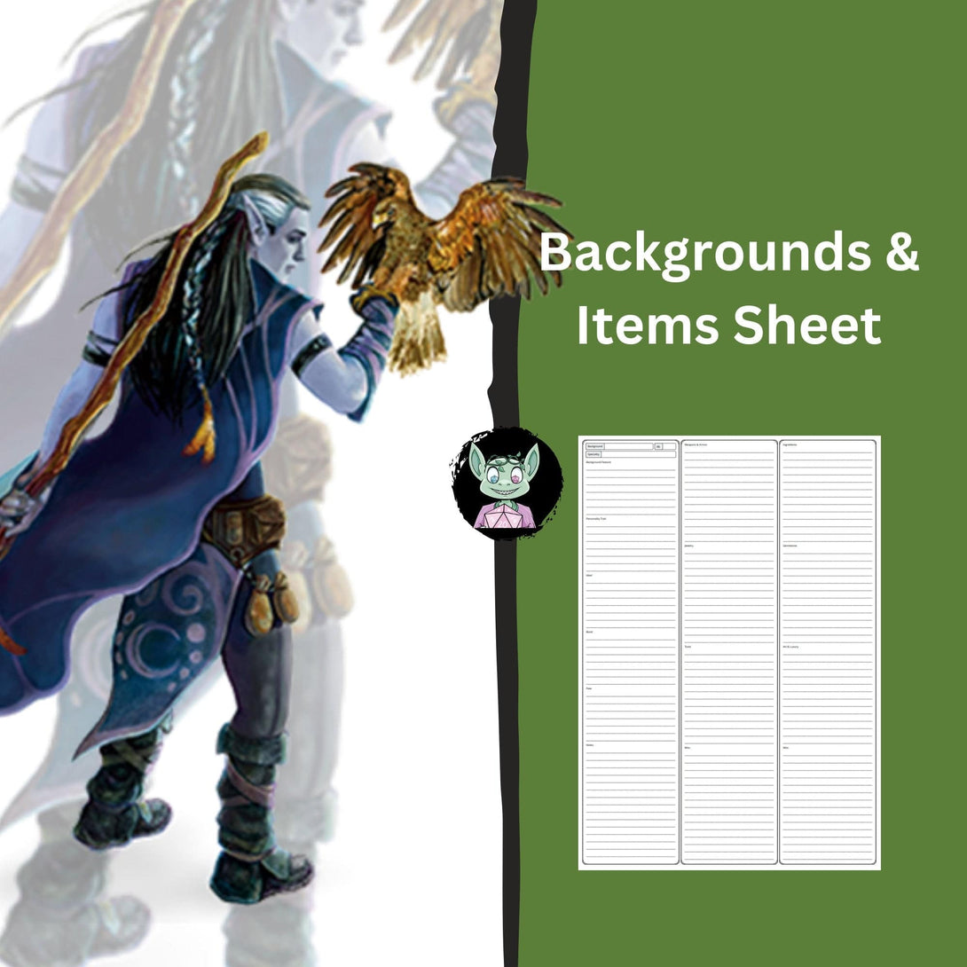 DnD Druid Character Sheet - Mystery Dice Goblin