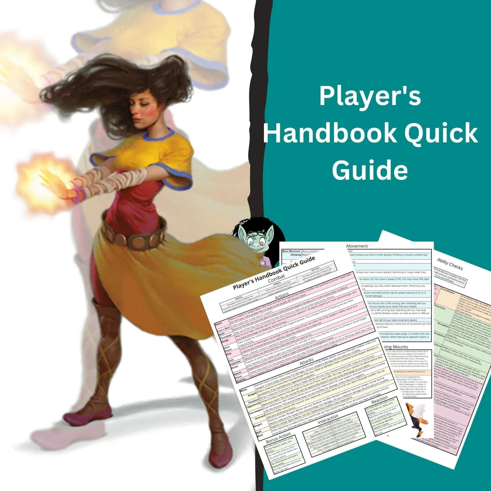 DnD Monk Character Sheet , A4 Printable, D&amp;D 5e – Mystery DG