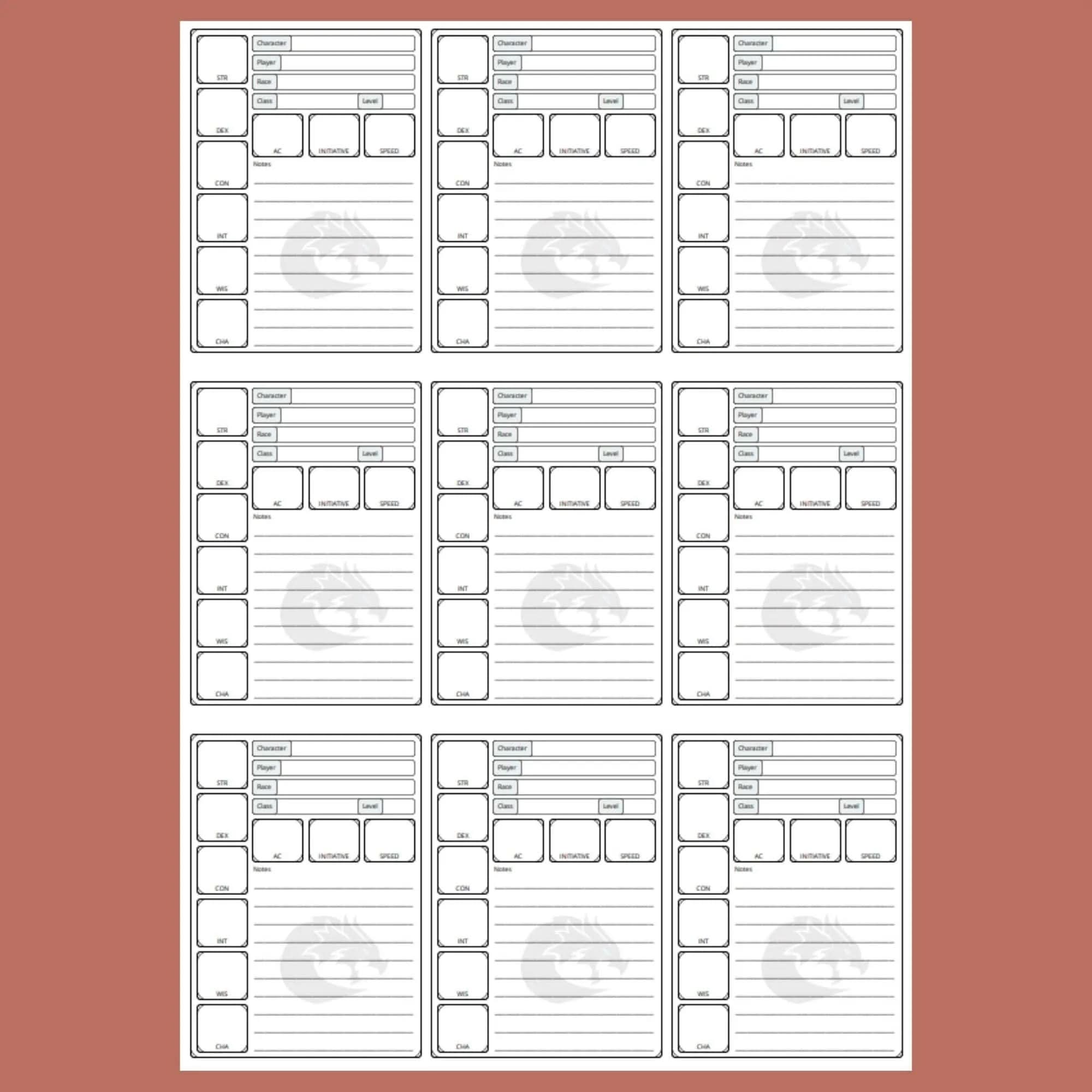 Dungeon Master Character Cheat Sheet | dnd dice