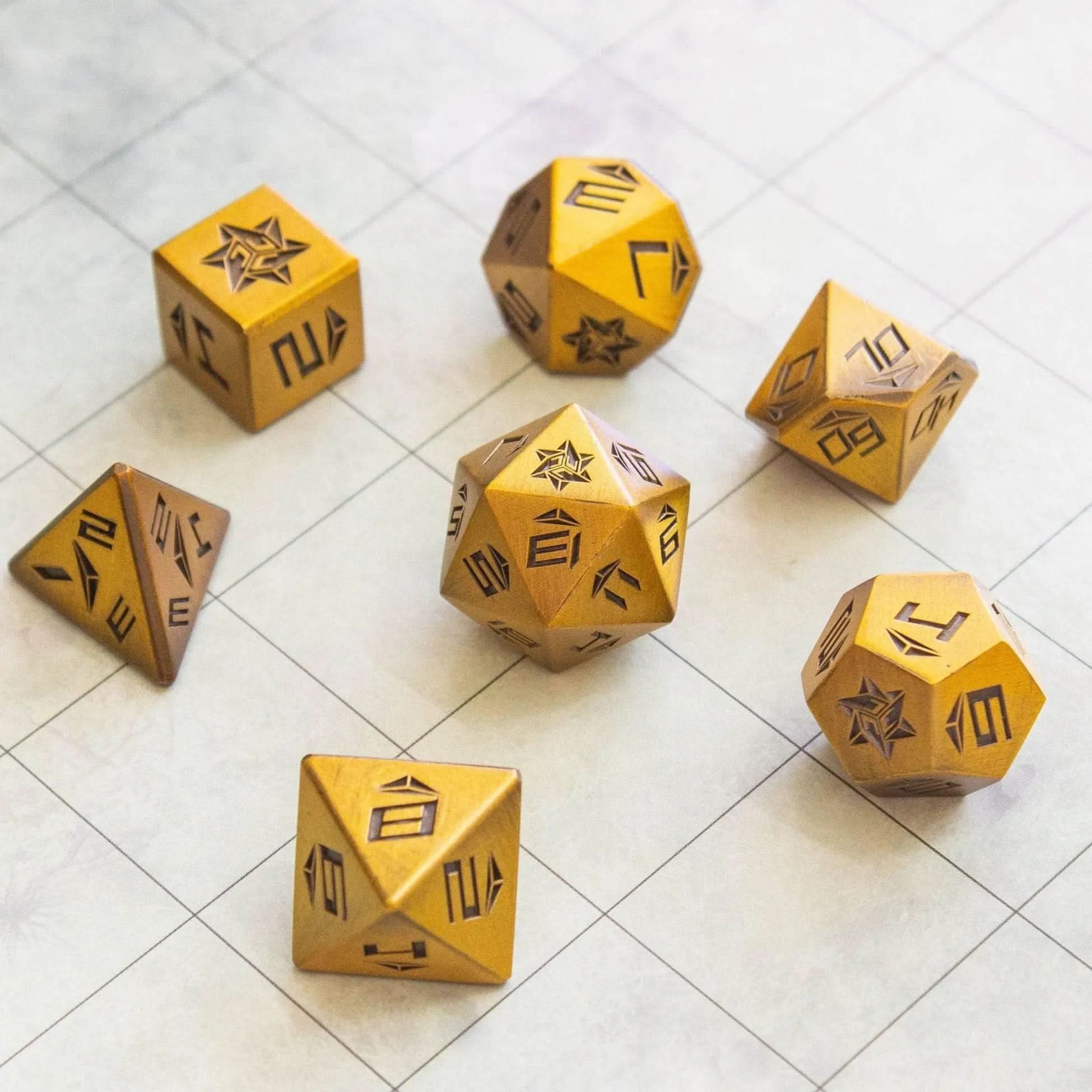 Gold Metal Dice Set - Mystery Dice Goblin