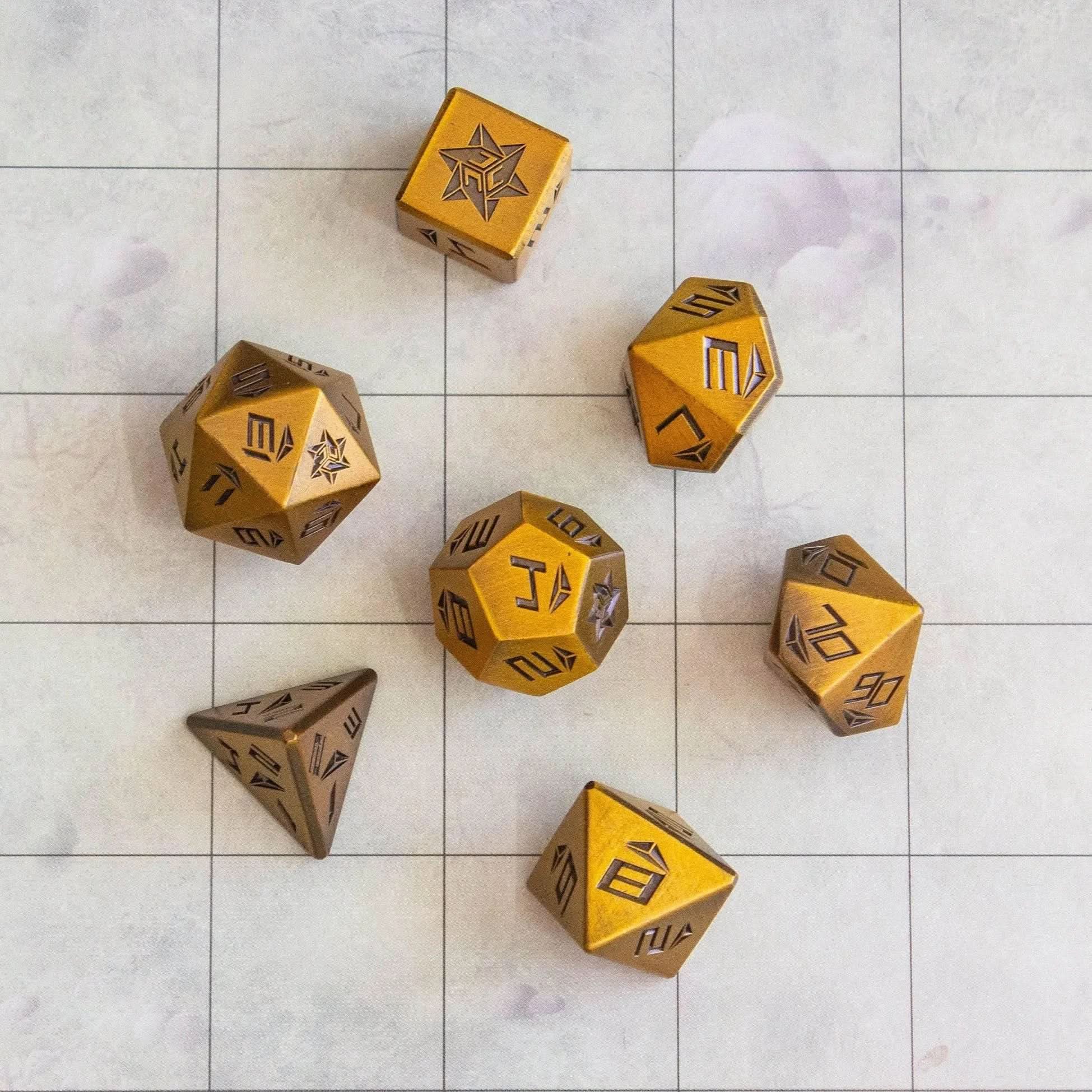 Gold Metal Dice Set - Mystery Dice Goblin