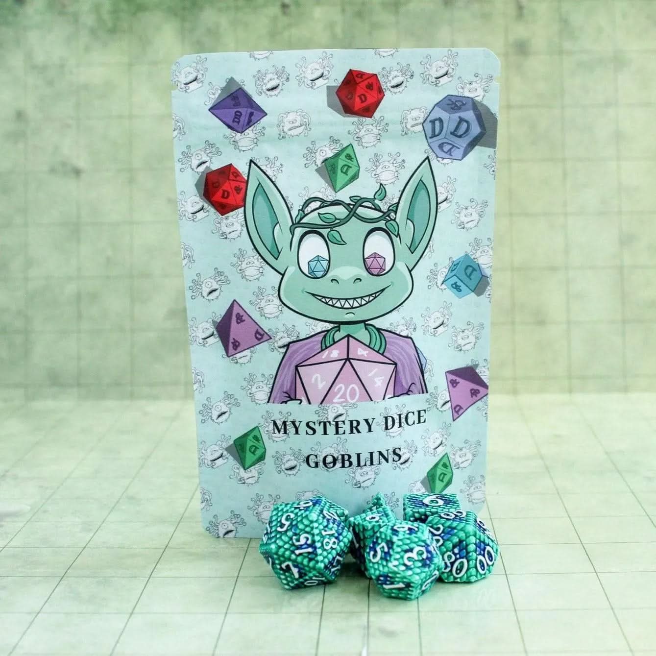 Aqua Dragon Scale Metal Dice Set
