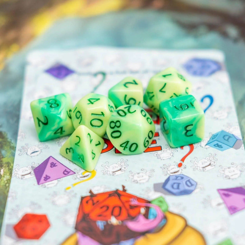 Green Swirl Dice Set