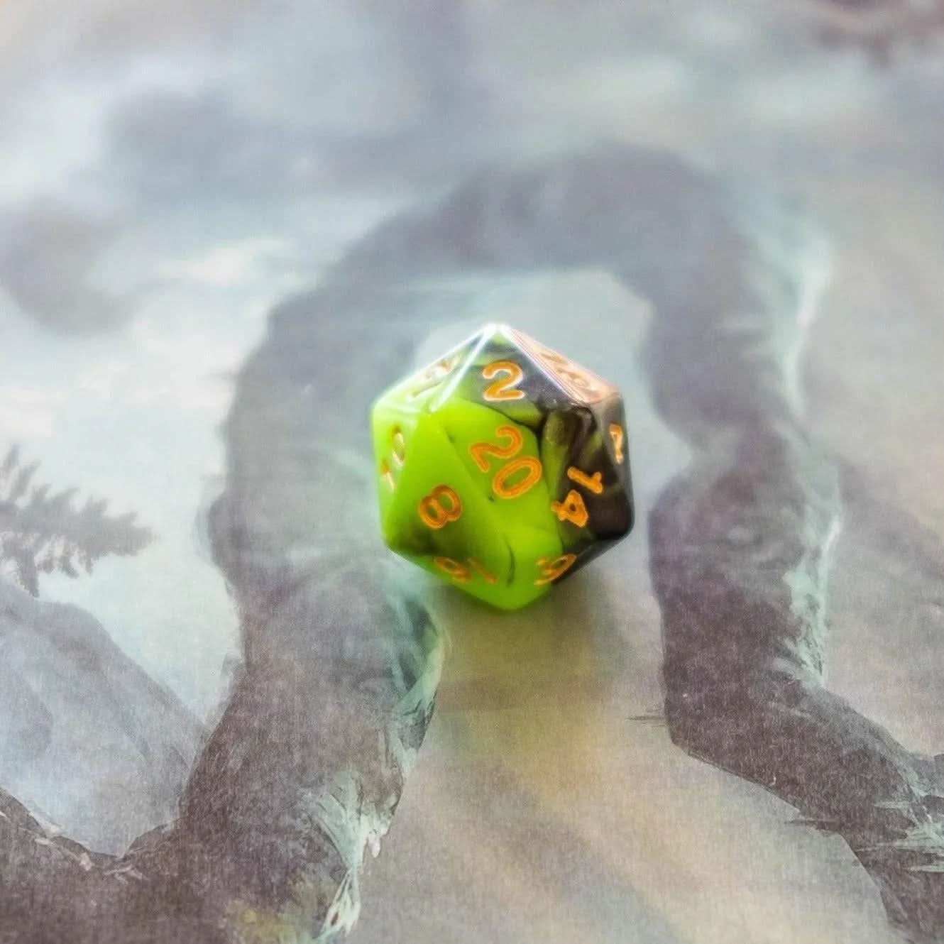 Green Gothic TTRPG  Dice Set - Mystery Dice Goblin
