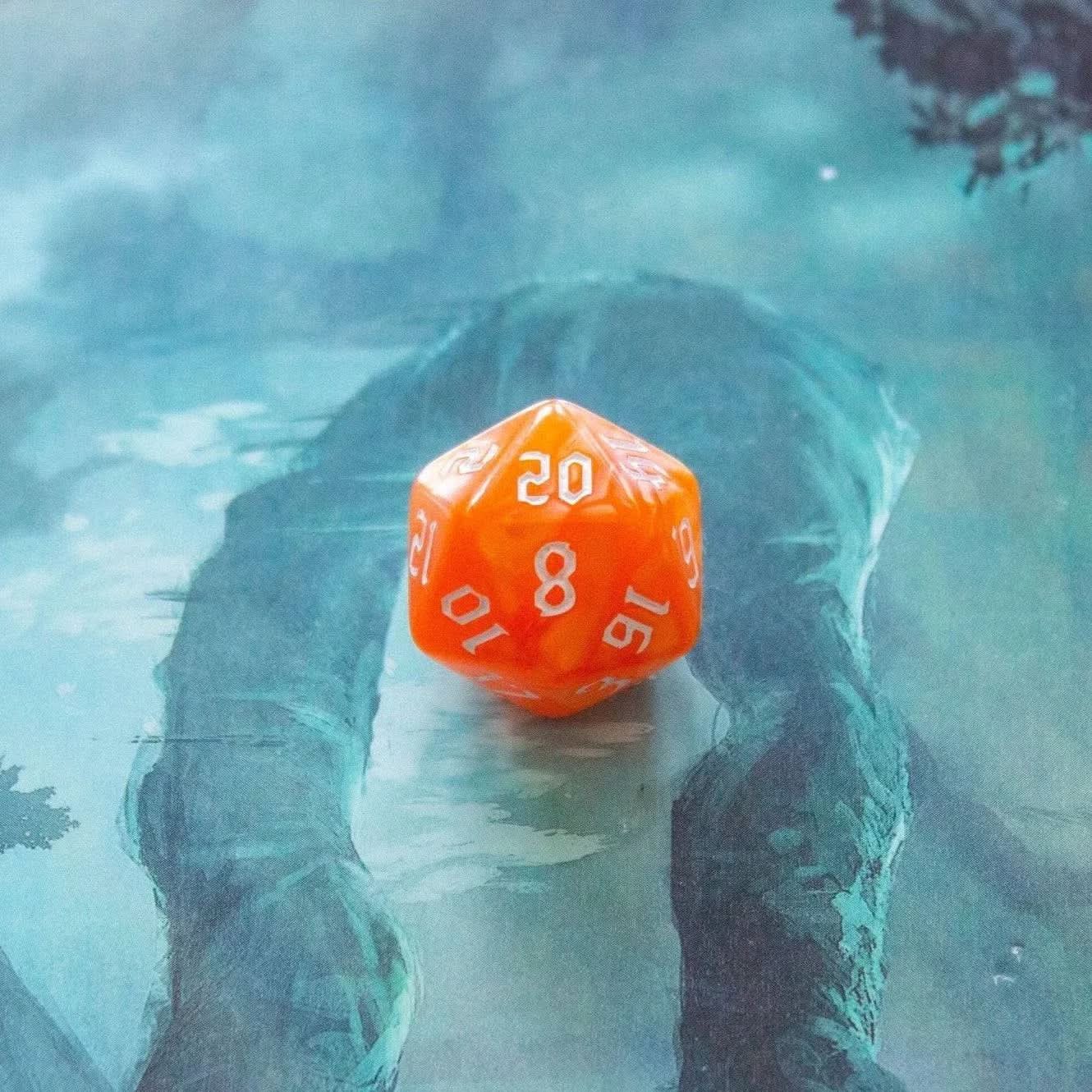 Jaffa Orange TTRPG  Dice Set - Mystery Dice Goblin