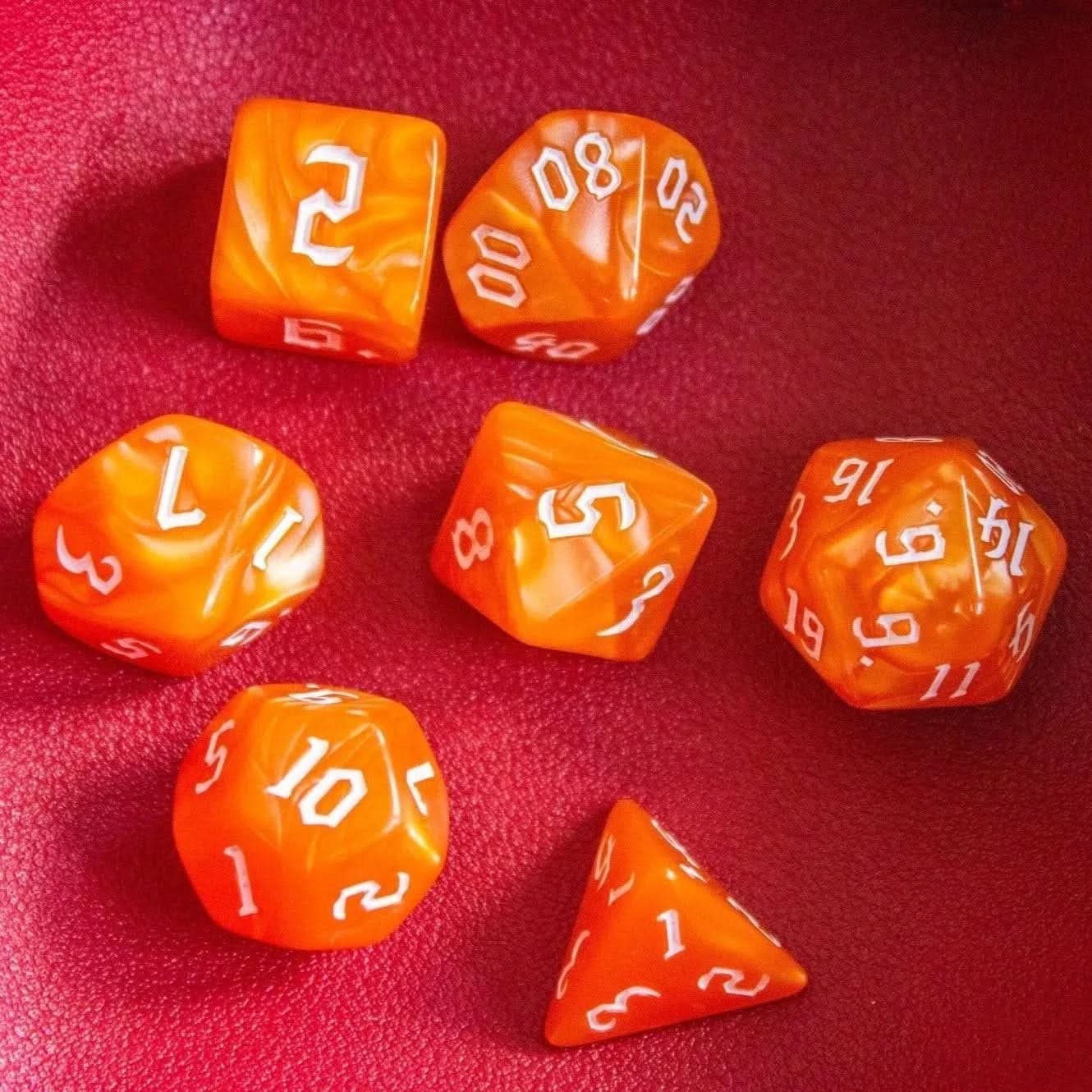 Jaffa Orange TTRPG  Dice Set - Mystery Dice Goblin