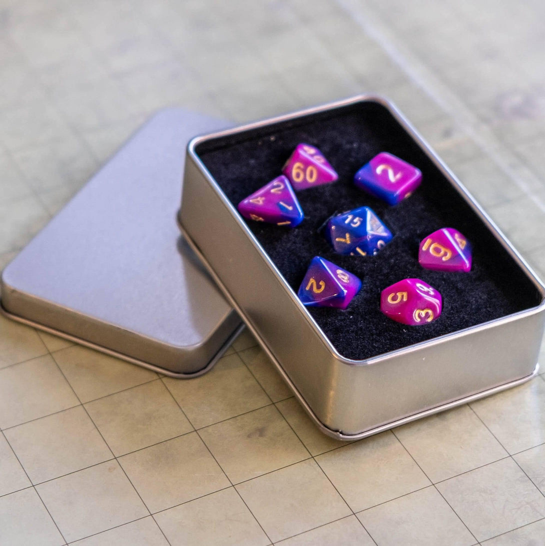 Metal Dice Tin with dice - Mystery Dice Goblin