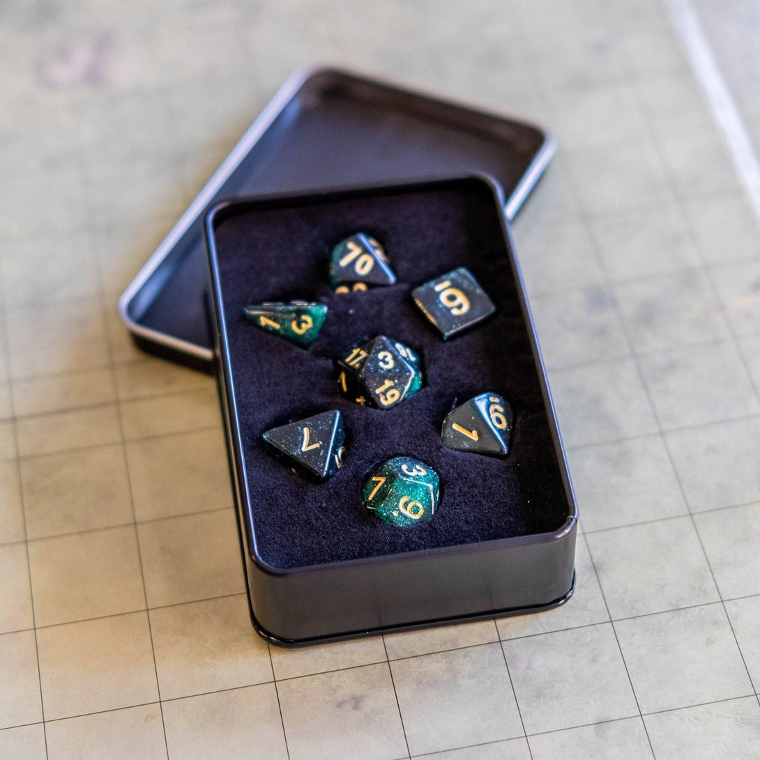 Metal Dice Tin with dice - Mystery Dice Goblin