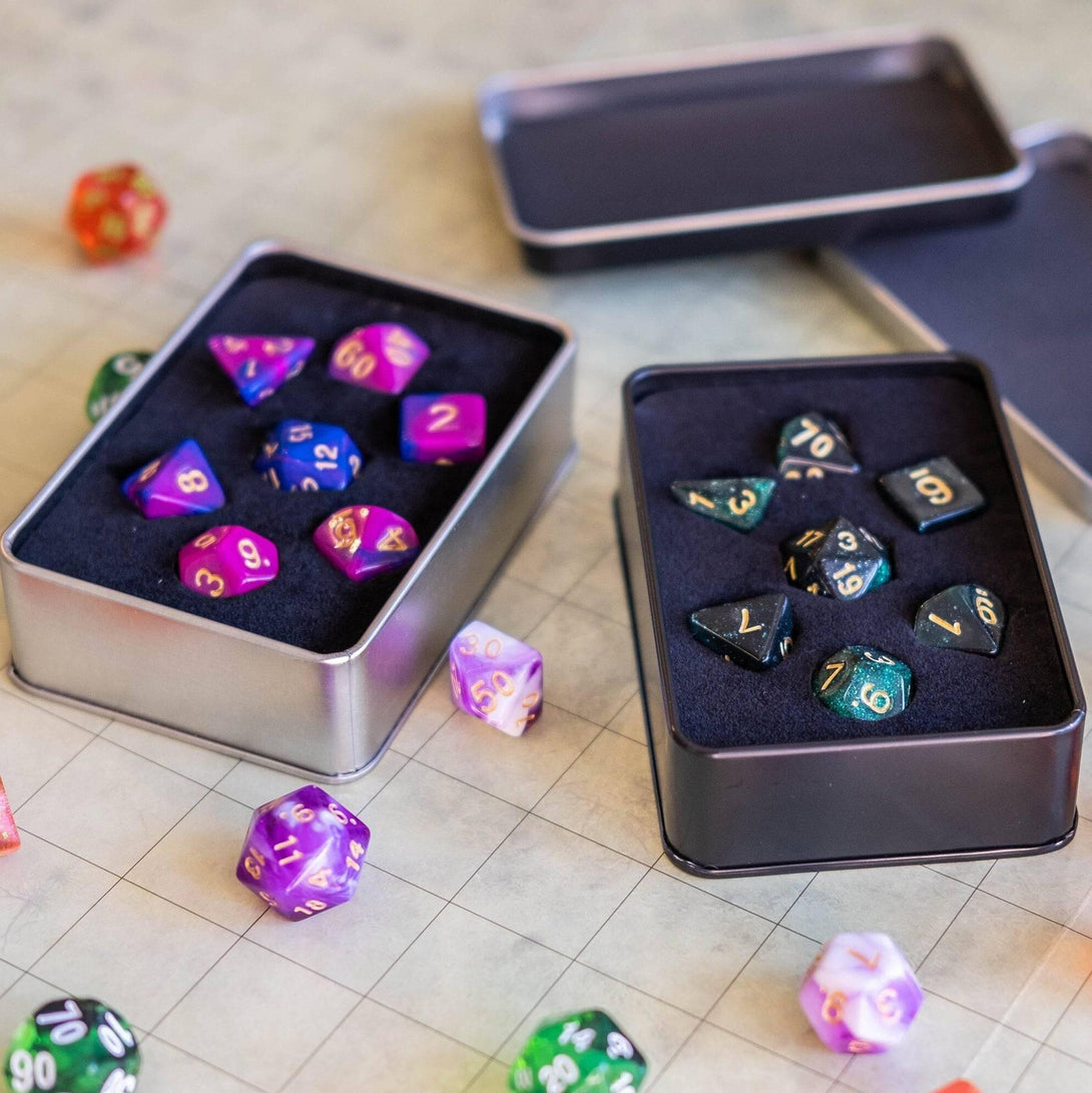 Metal Dice Tin with dice - Mystery Dice Goblin