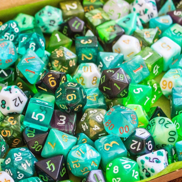 Mismatch Green DnD Dice Set - Mystery Dice Goblin